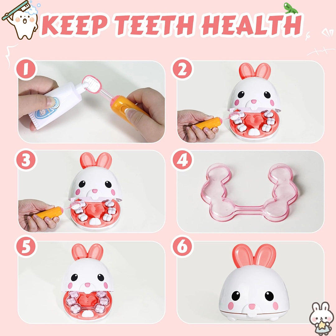 Rabbit Dentist Set: Kids Pretend Play Doctor Toy for Girls & Boys