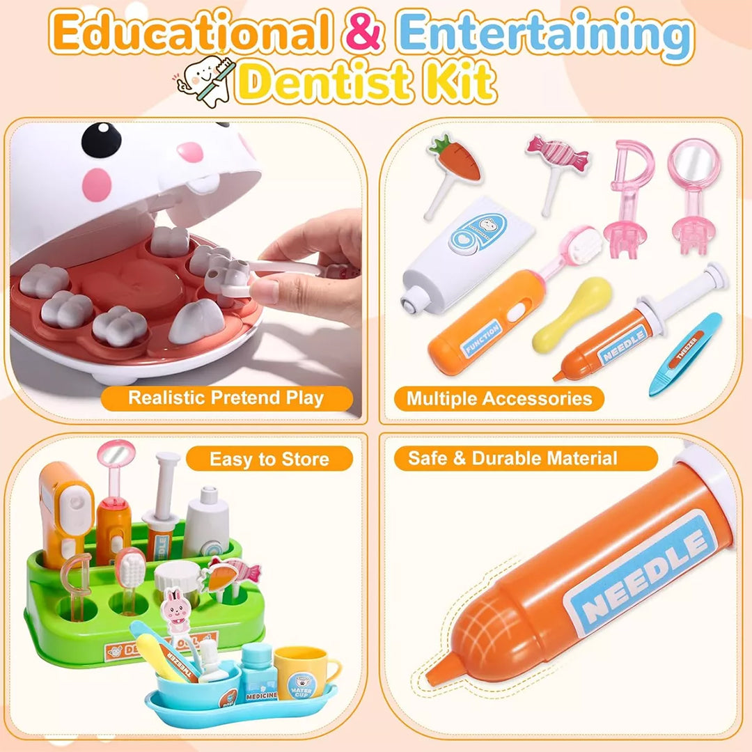 Close-up of the realistic dental toy instruments