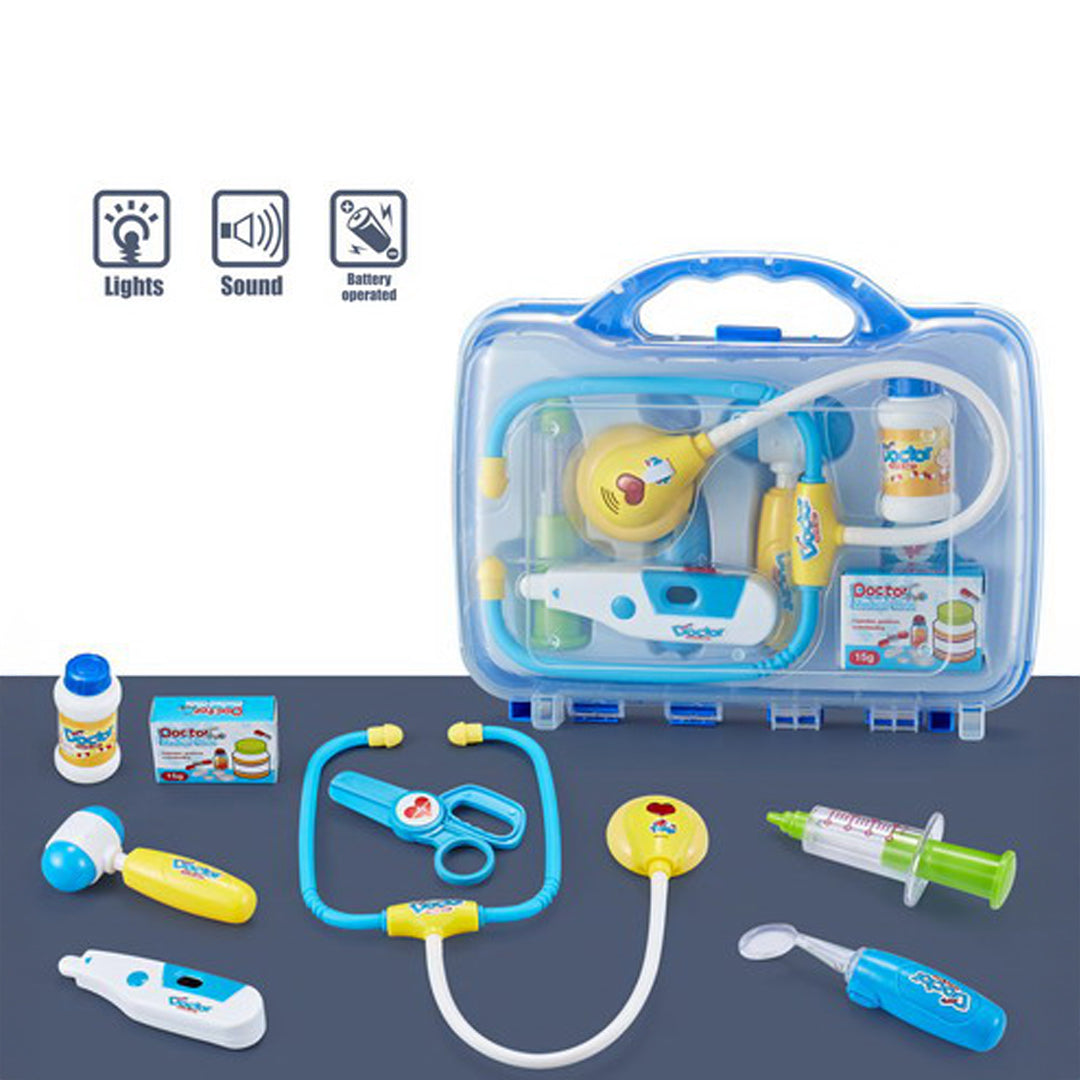 The realistic medical instruments included in the doctor playset
