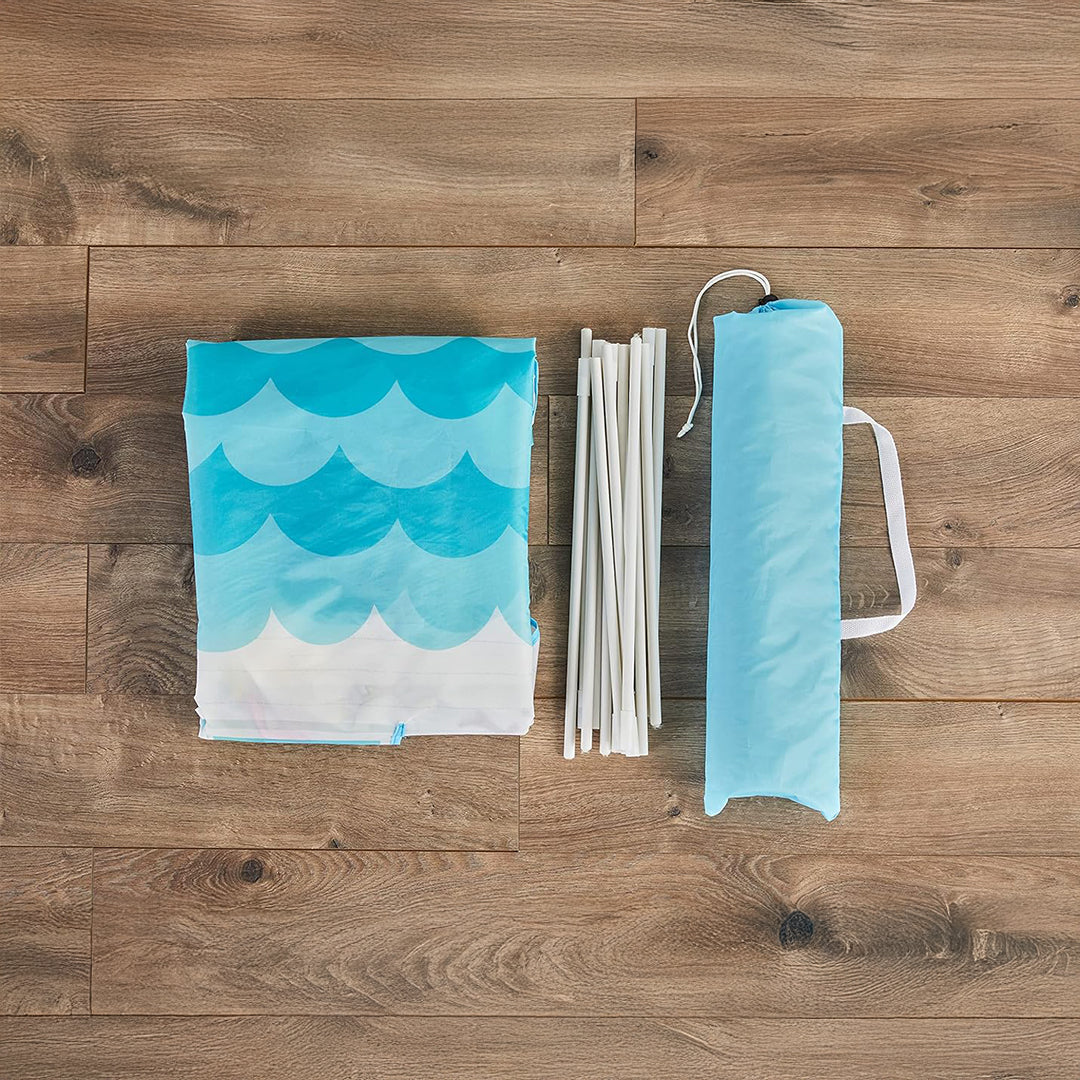 Lightweight portable playhouse at a childrens playground setting.