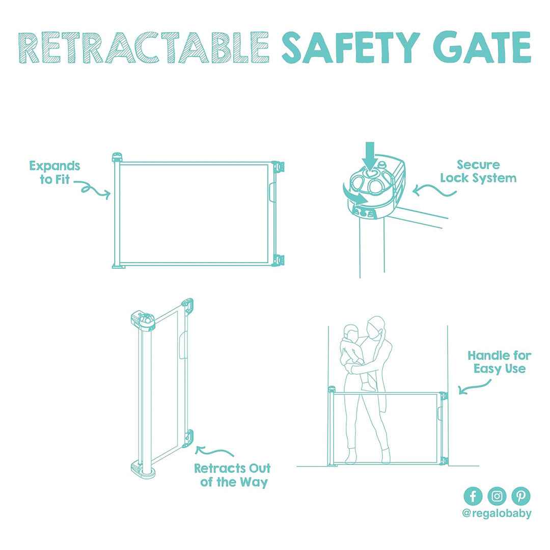 Regalo Fabric Mesh Retractable - Baby Safety Gate - Toyspry