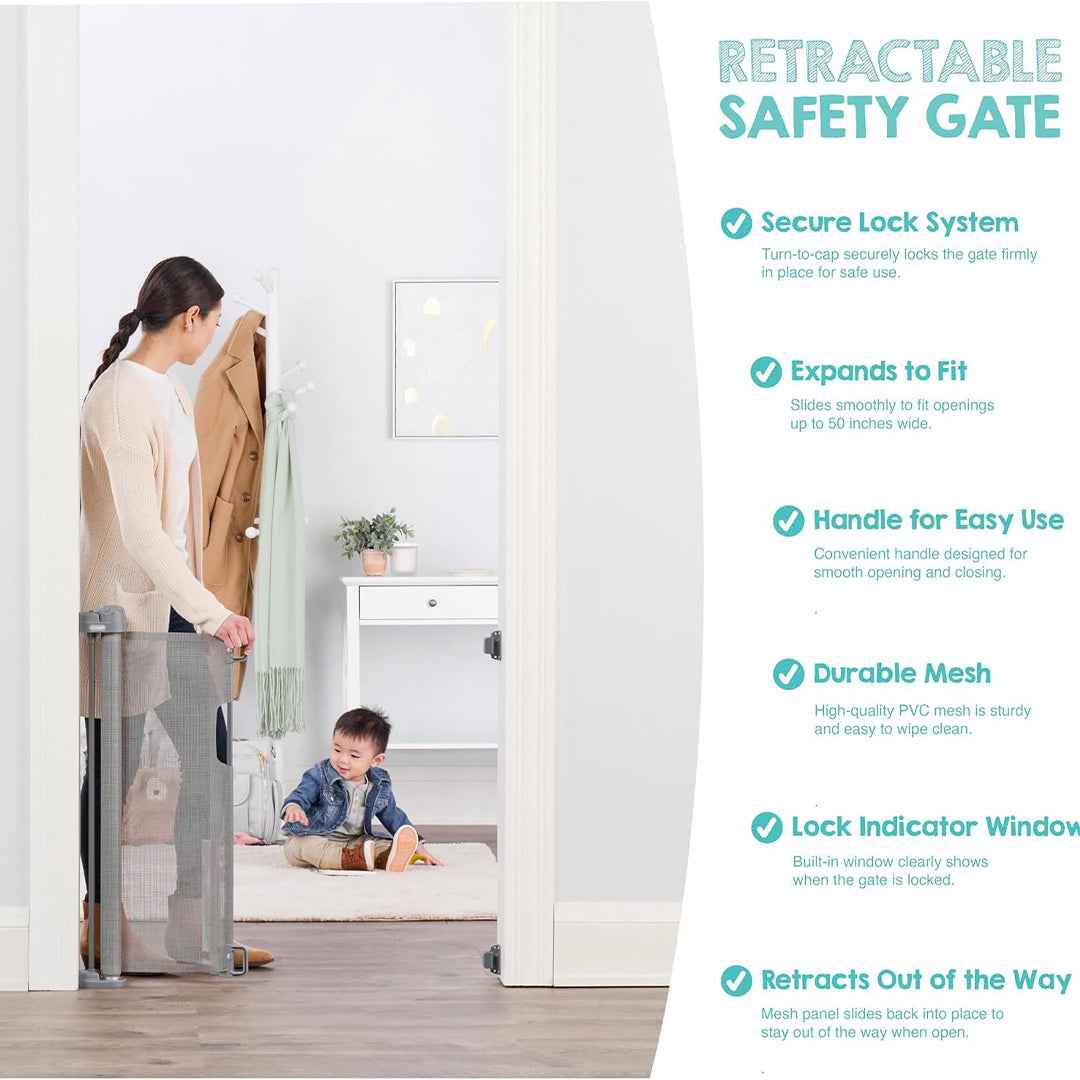 Regalo Fabric Mesh Retractable - Baby Safety Gate - Toyspry