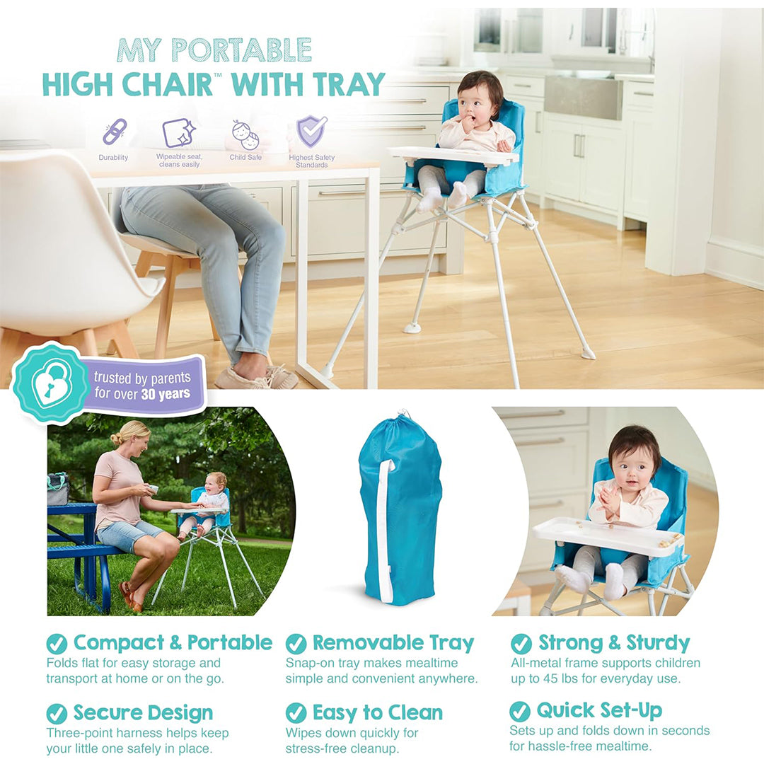 Regalo Portable High Chair - Foldable Baby Seat with Tray