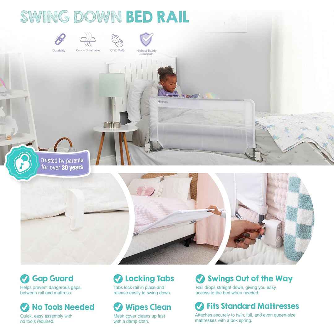 Regalo Toddler Bed Safety Rail - Kids Bed Guard with Anchor - Toyspry