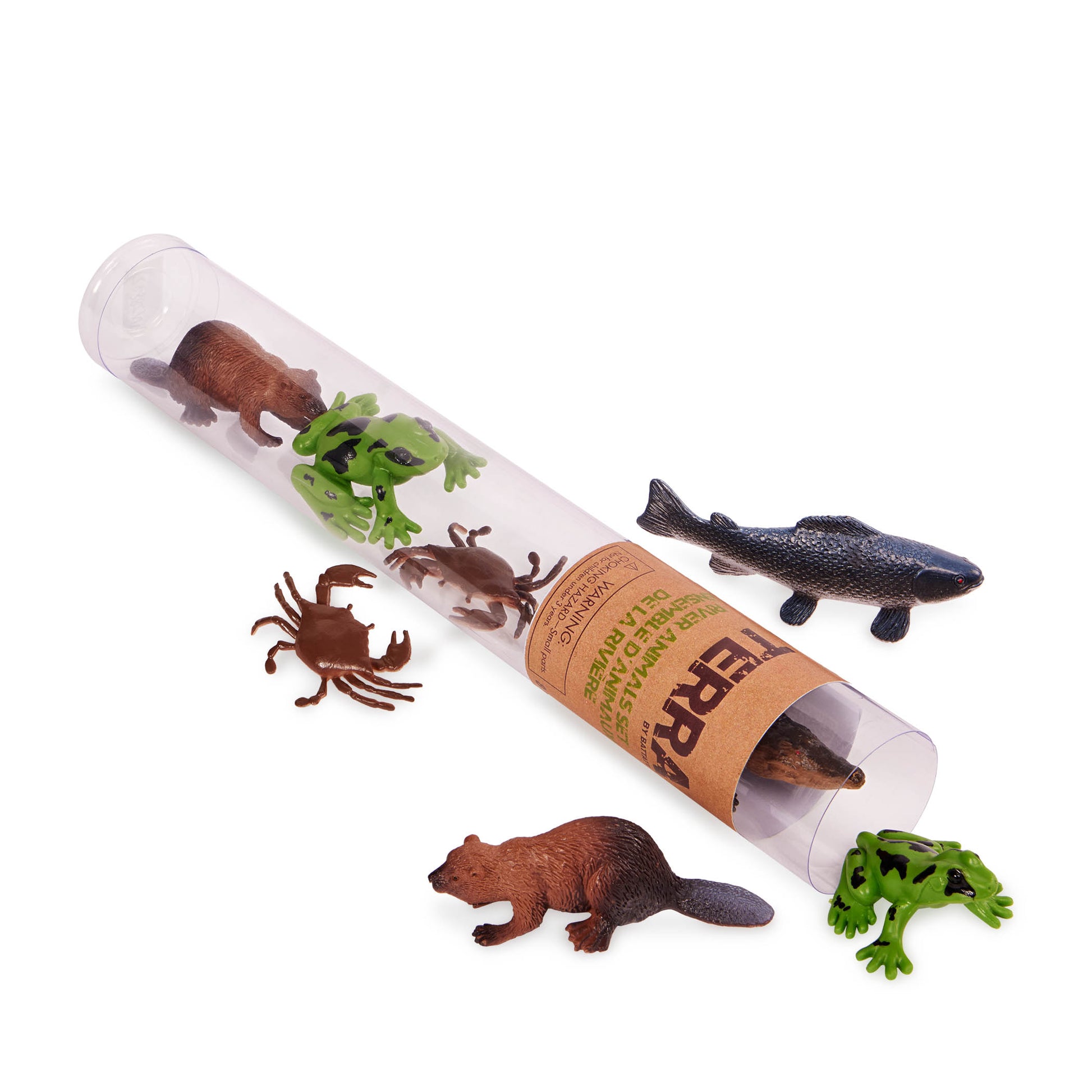 Terra River Animals in a Tube - 8 Piece Animal Figure Playset for Kids