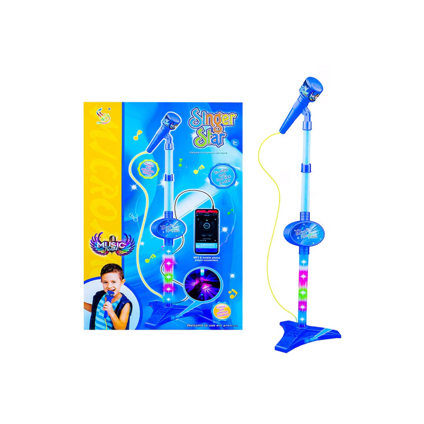 Rock Show Microphone with Stand - Kids Karaoke Microphone Toy with Lights and Music