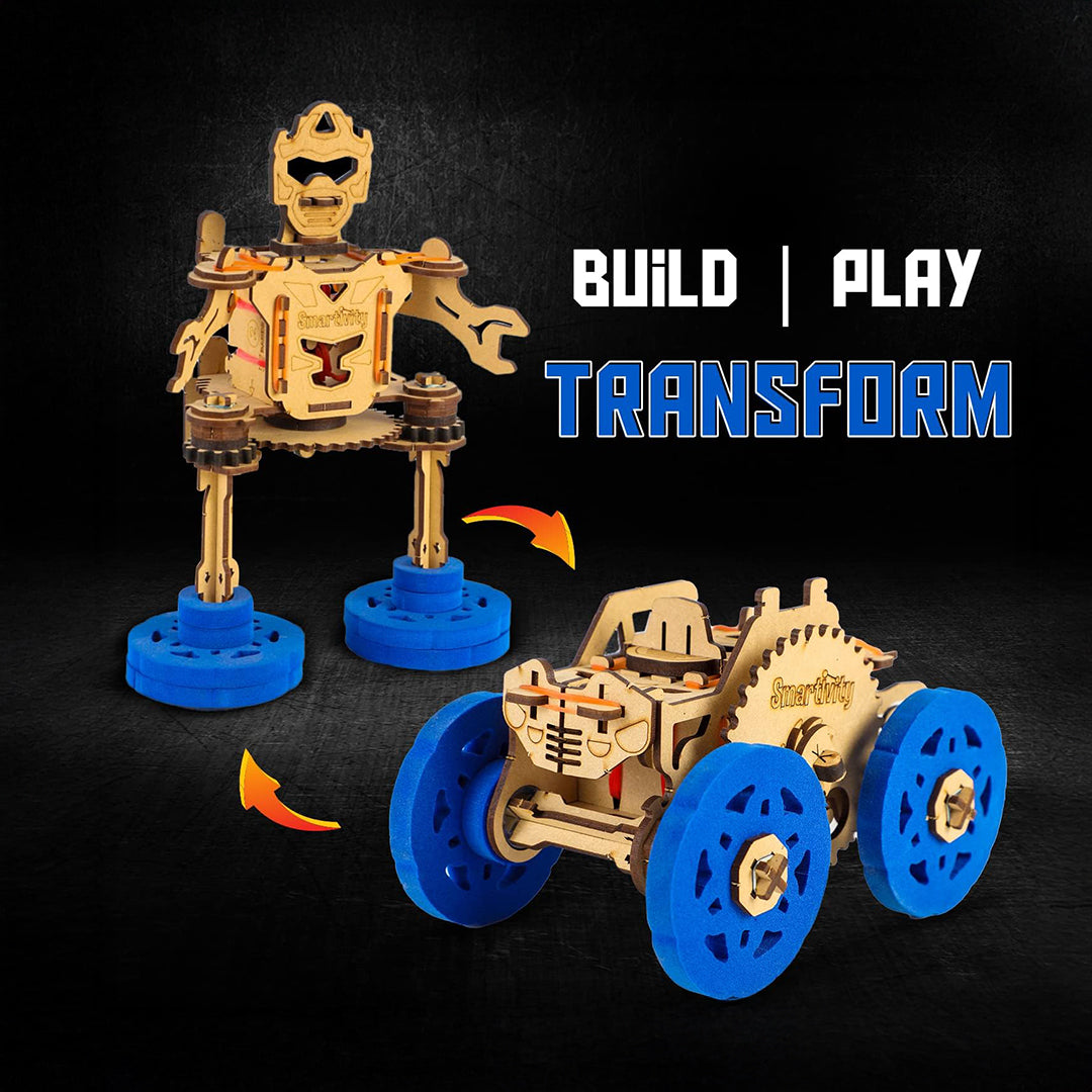 The robot form of the toy, highlighting its projectile launcher
