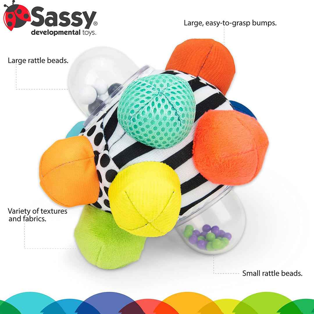 Sassy Bumpy Ball - Sensory Rattle & Teether Baby Toy (6M+)