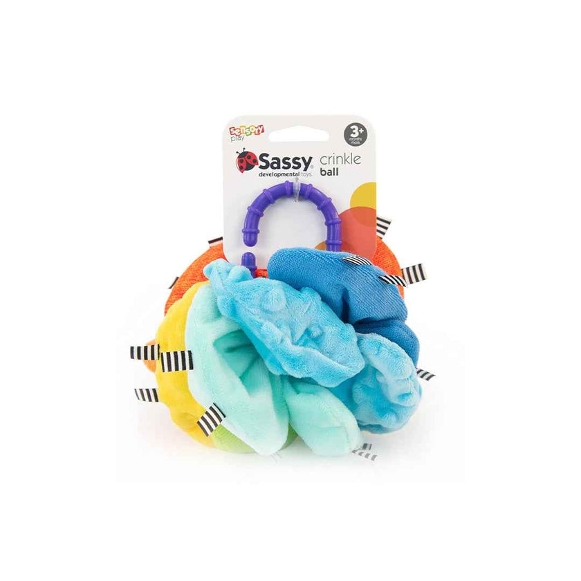 Sassy Crinkle Ball - Soft Sensory Stroller Toy (3M+)