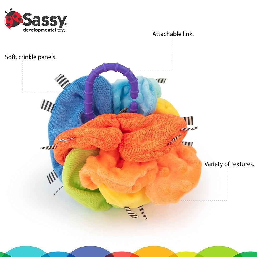Sassy Crinkle Ball - Soft Sensory Stroller Toy (3M+)