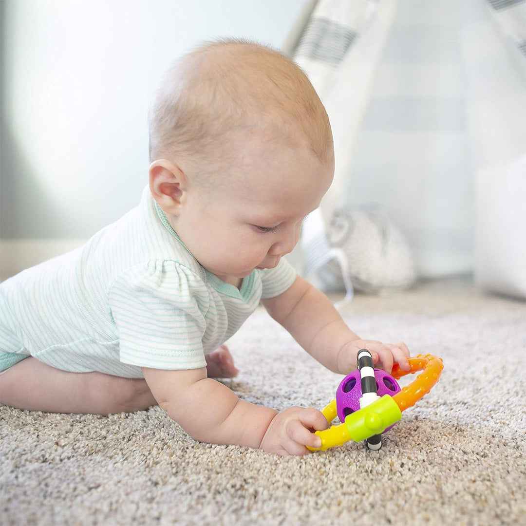 Sassy Spin & Chew Flexible Ring Rattle - Sensory Teether Toy (6M+)