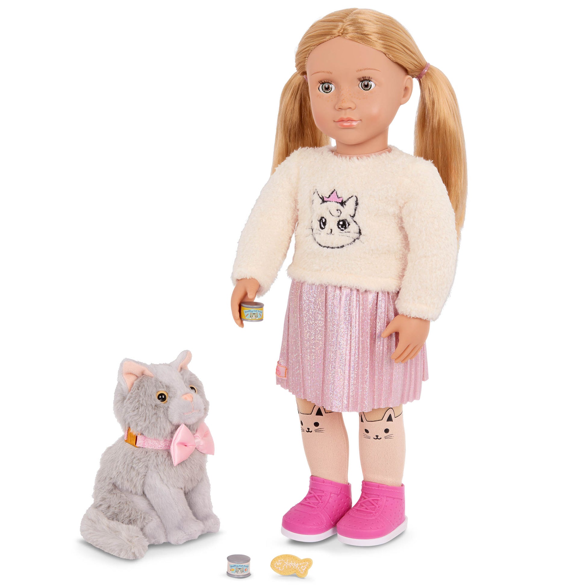 Our Generation Sheela & Sammy Doll - 18-inch Doll with Pet Kitten and Accessories