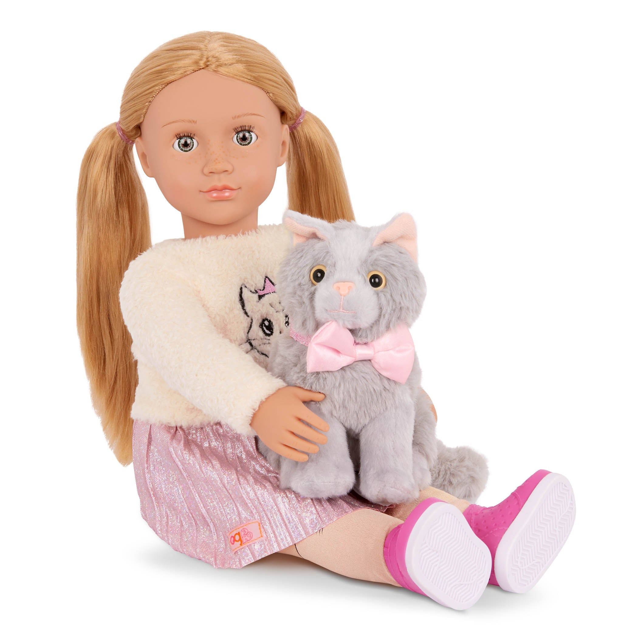Our Generation Sheela & Sammy - 18-inch Doll with Pet Kitten - Toyspry