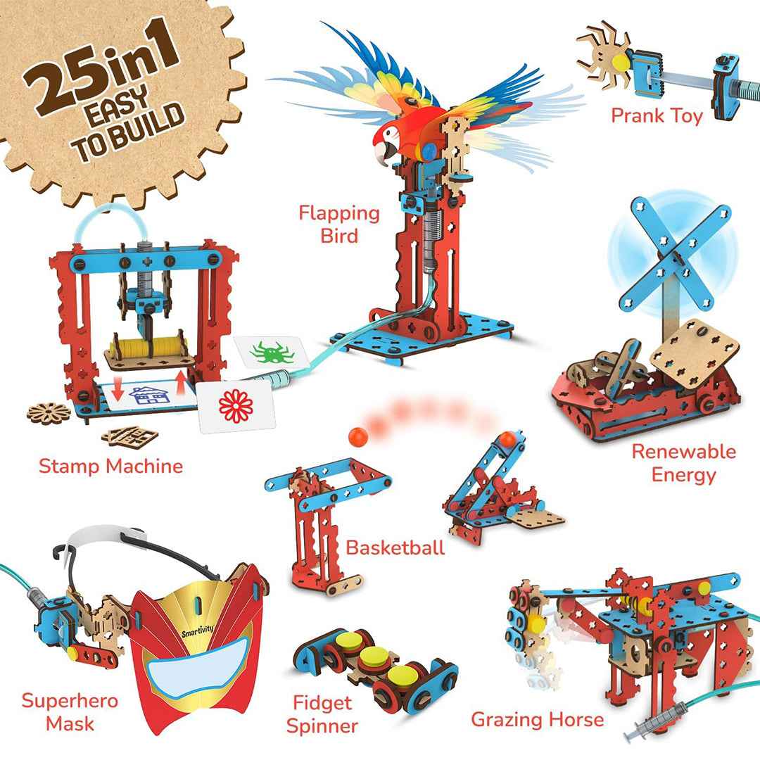 Smartivity Hydraulic Construction Kit - 25-in-1 STEM Toy (6Y+) - Toyspry
