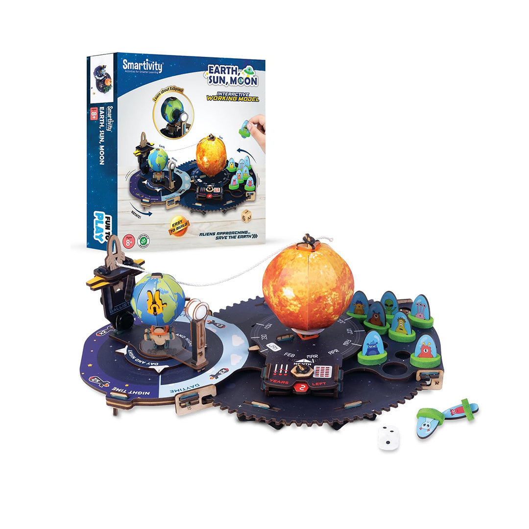 The Smartivity Earth-Sun-Moon kit in its box
