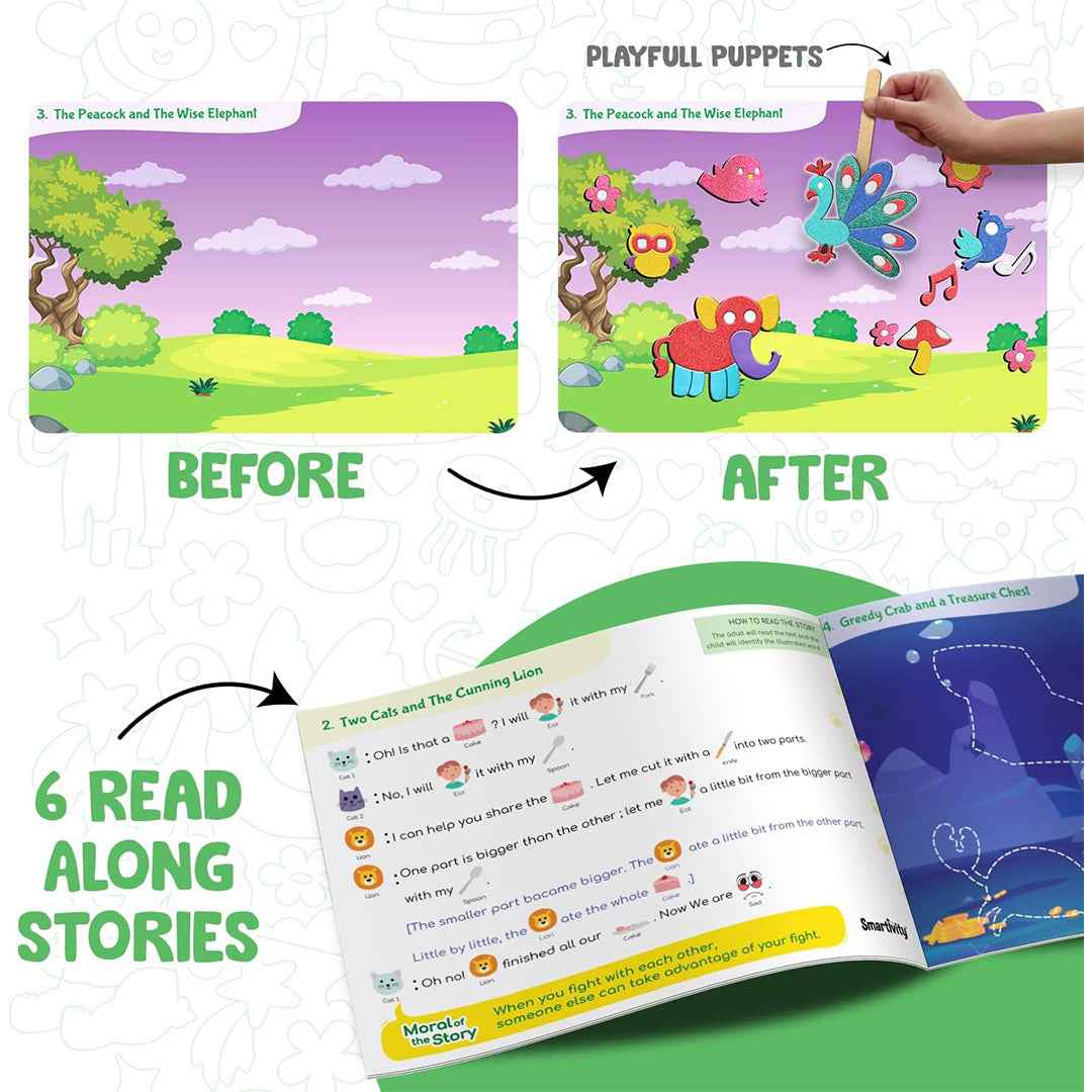 Smartivity Foil Magic Animal Wisdom Tales  - Mess-Free Craft Kit (4Y+) - Toyspry