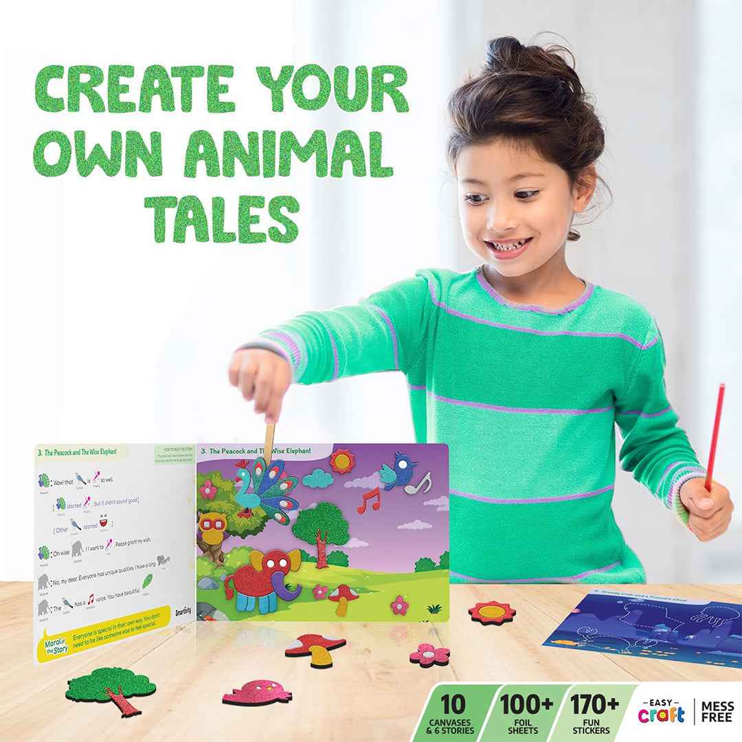 Smartivity Foil Magic Animal Wisdom Tales  - Mess-Free Craft Kit (4Y+) - Toyspry