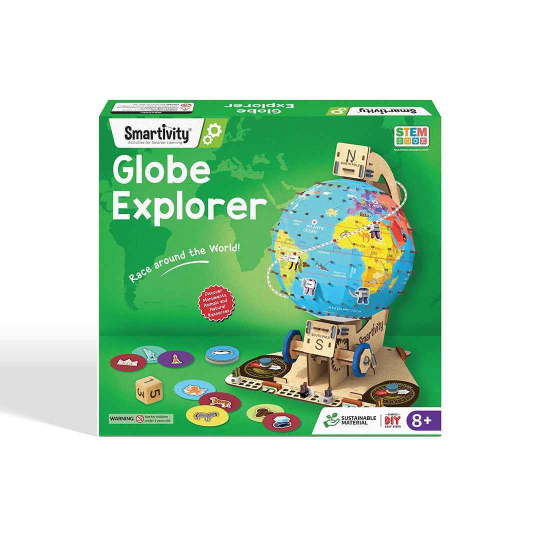 Smartivity DIY 3D Globe STEM Kit - Rotating World Map (8Y+) - Toyspry