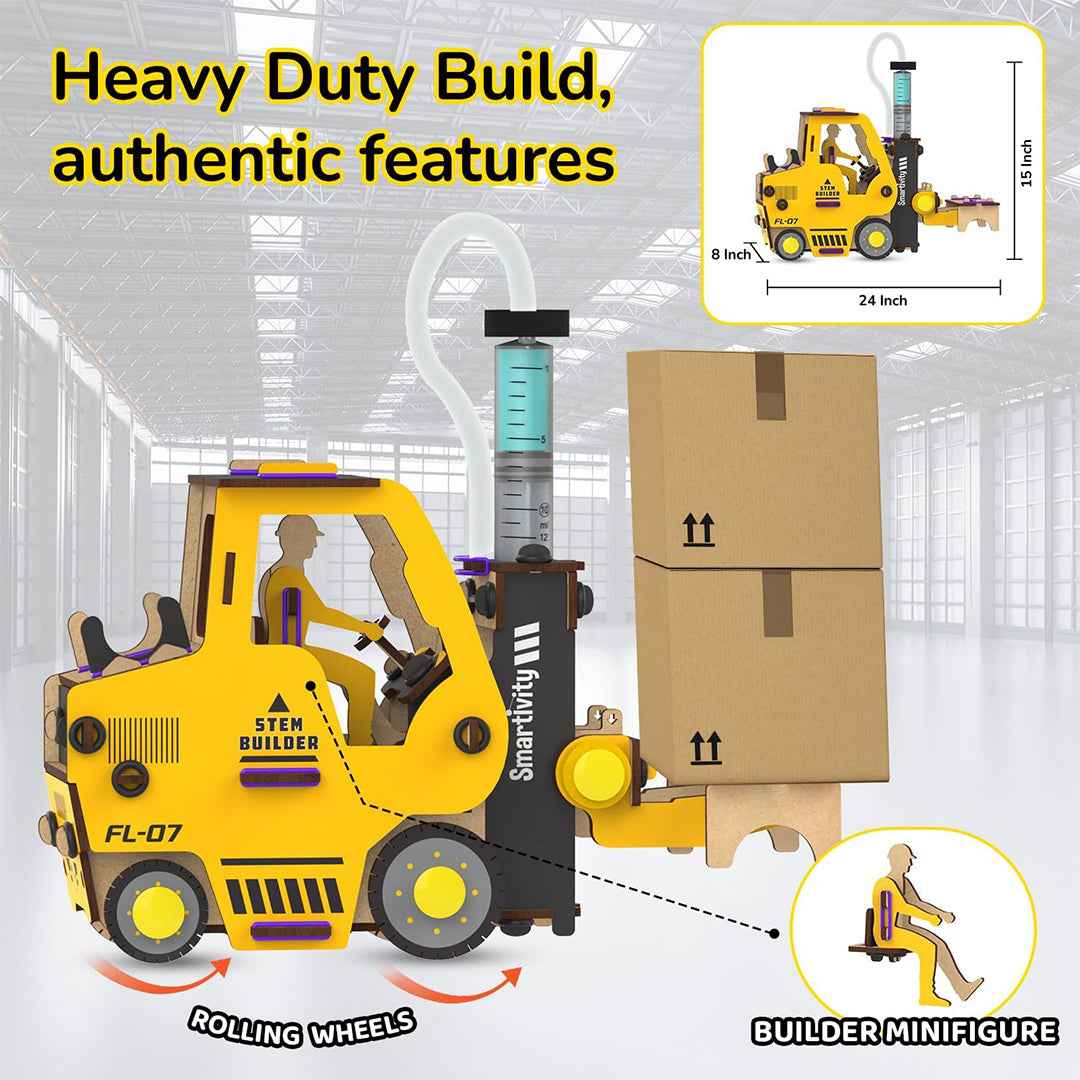 Smartivity Hydraulic Forklift Kit - Water-Powered STEM Toy (6Y+) - Toyspry