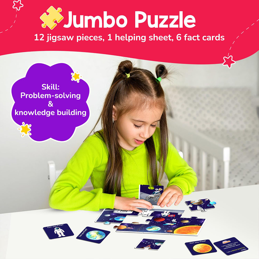 A child playing with the shape sorting wooden board from the kit
