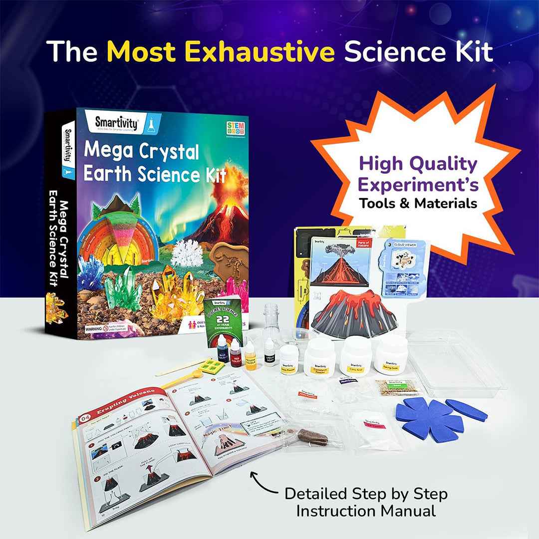 Smartivity Mega Crystal Earth Kit - 20-in-1 Science STEM Toy (8-14Y) - Toyspry