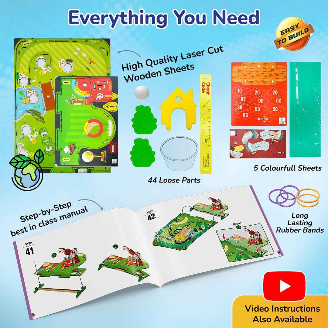 Everything you need is included in the Smartivity Mini Golf DIY kit. - Toyspry
