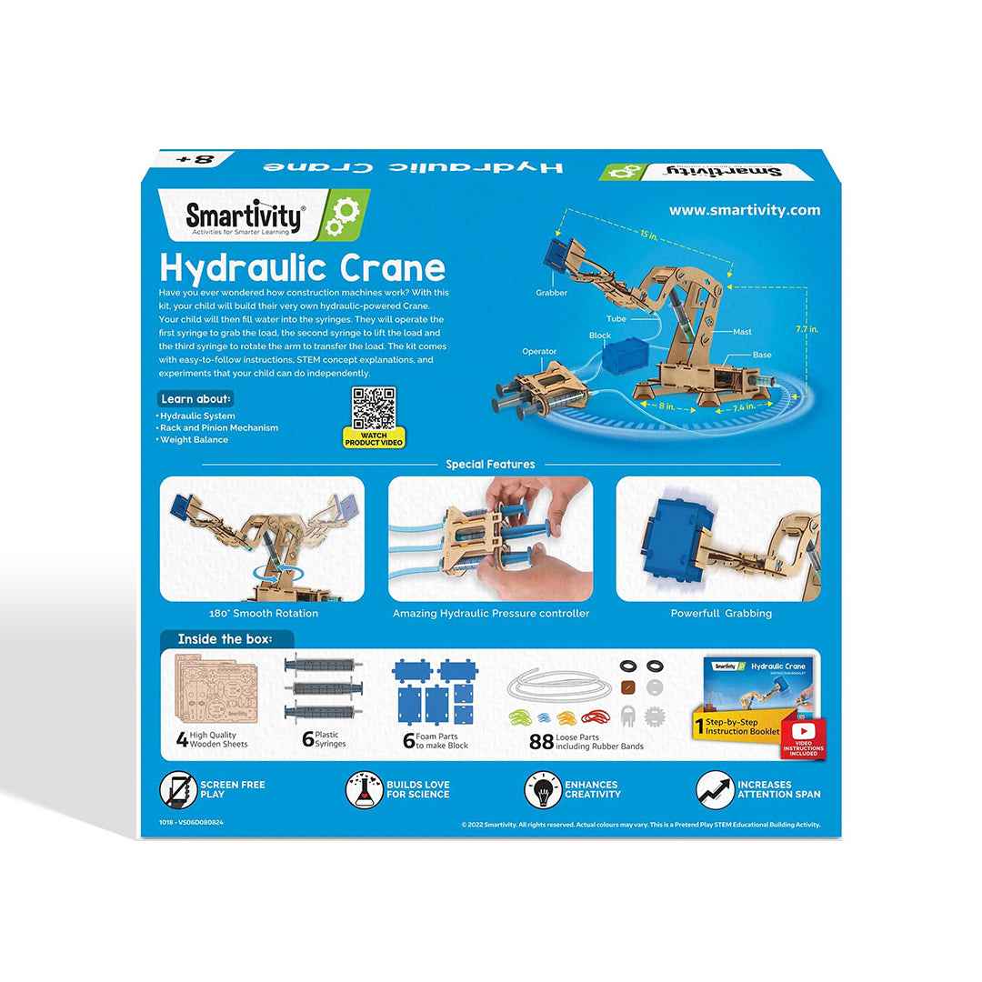 Smartivity Hydraulic Crane - DIY STEM Building Kit (8Y+) - Toyspry