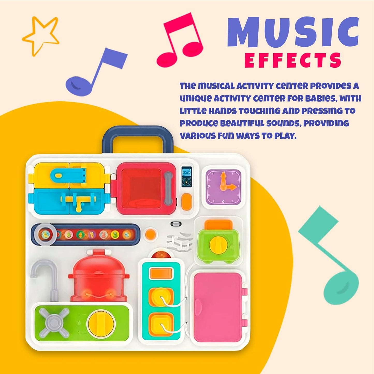 Musical Kitchen Busy Board Toy with Sound and Light Effects – Interactive Play for Kids