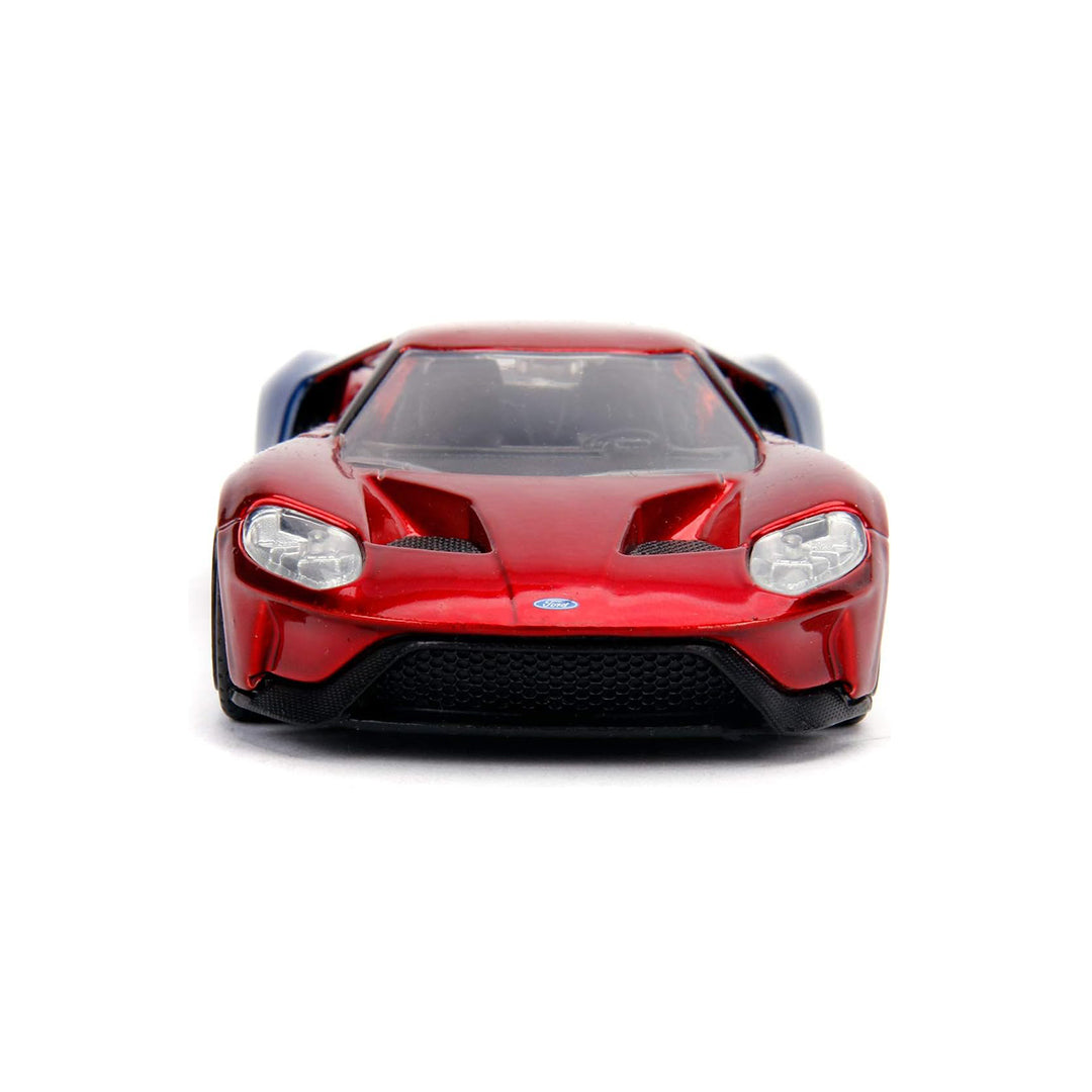 Close-up of the Spider-Man themed design elements on the Ford GT.