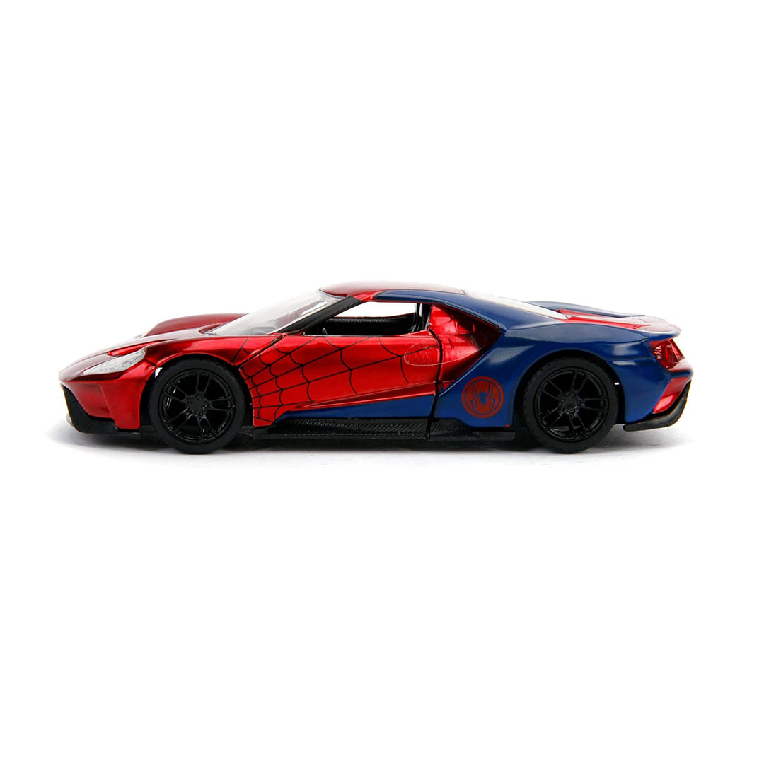 Close-up of the Spider-Man themed design elements on the Ford GT.