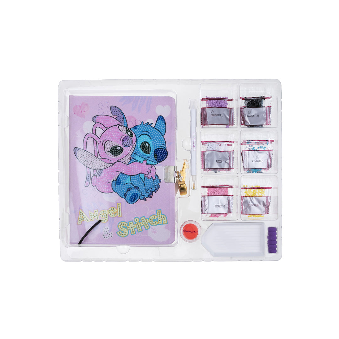 Stitch & Angel Crystal Art Secret Diary - Disney Lilo & Stitch Diamond Painting Diary with Lock and Key