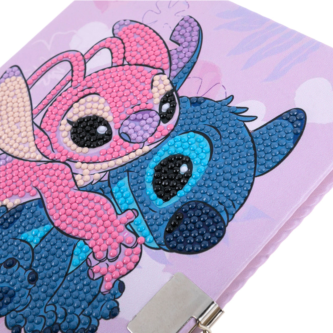 Close-up of the finished Stitch & Angel Crystal Art Secret Diary