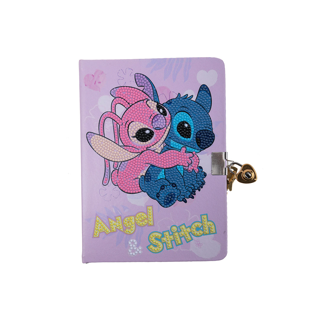 Stitch & Angel Crystal Art Secret Diary - Disney Lilo & Stitch Diamond Painting Diary with Lock and Key