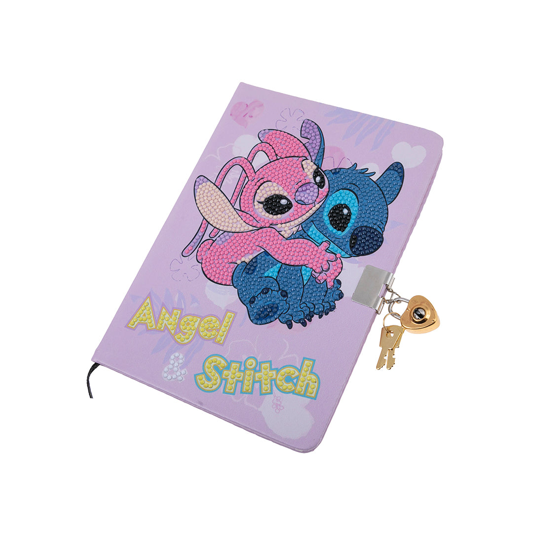 Stitch & Angel Crystal Art Secret Diary - Disney Lilo & Stitch Diamond Painting Diary with Lock and Key
