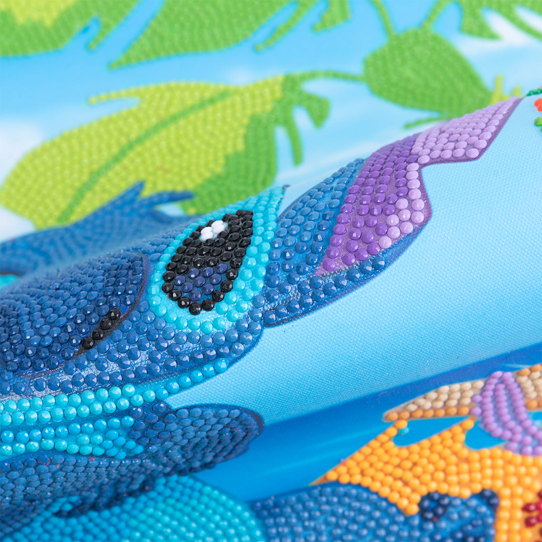 Close-up of the finished Stitch Crystal Art Scroll