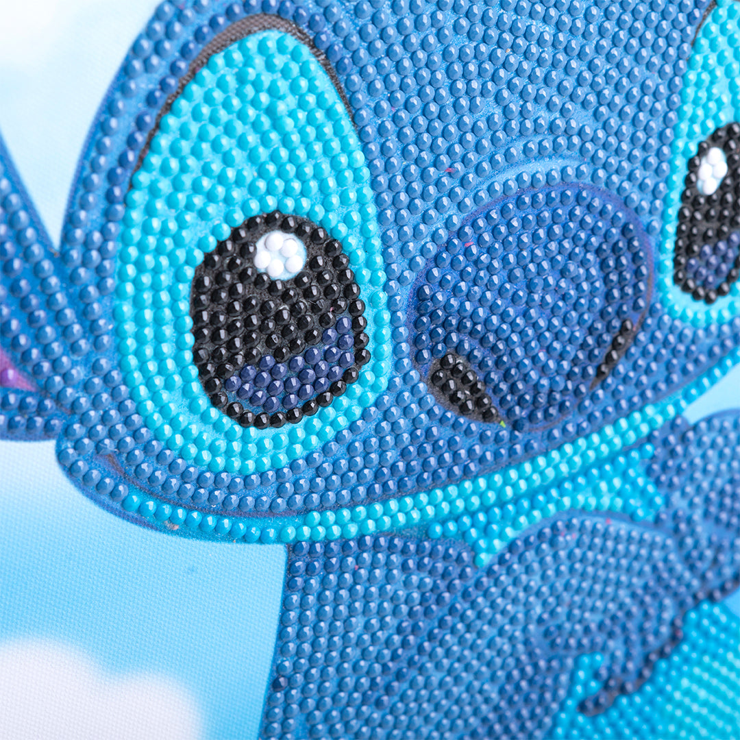 Close-up of the finished Stitch Crystal Art Scroll
