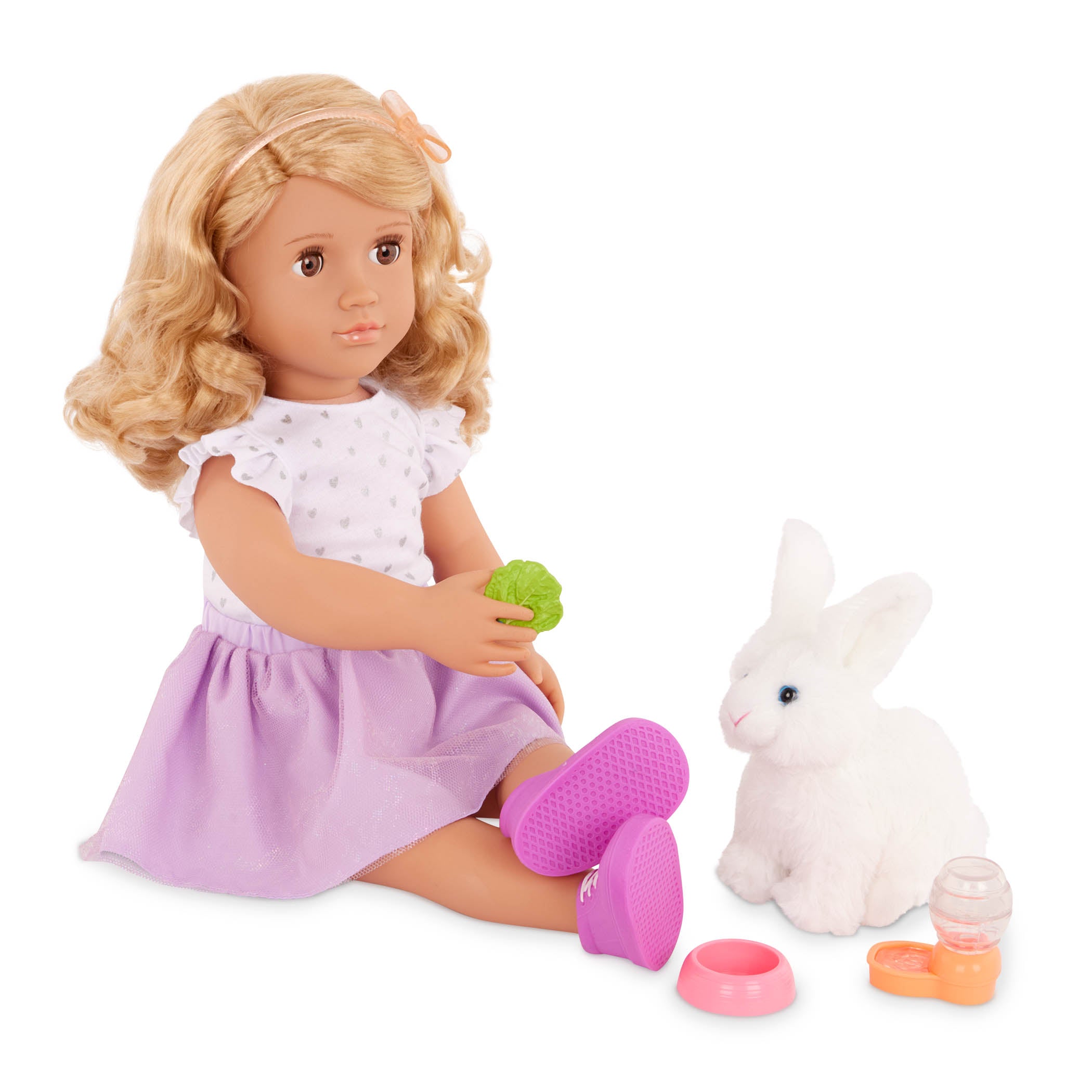 Our Generation Tabby - 18-inch Deluxe Posable Doll with Pet Bunny - Toyspry