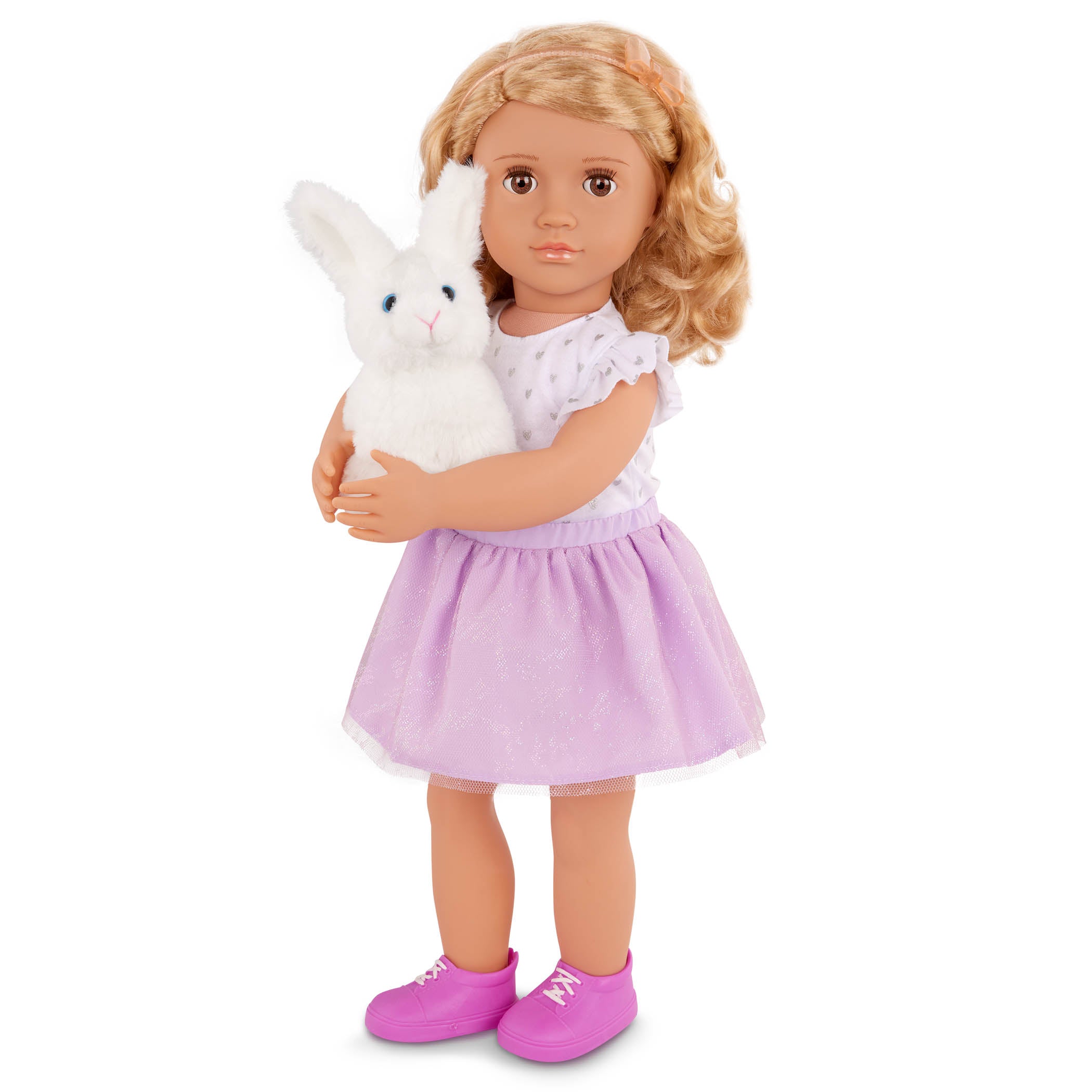Our Generation Tabby - 18-inch Deluxe Posable Doll with Pet Bunny - Toyspry