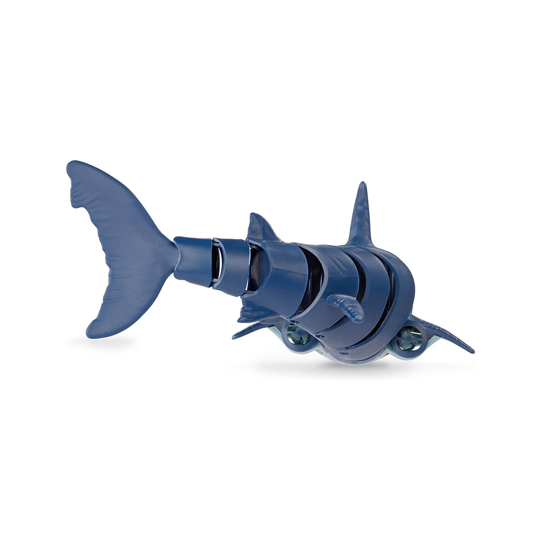 Close-up of the realistic design of the toy shark