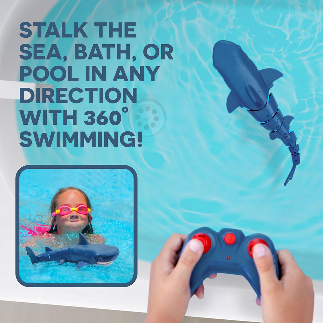 RC shark swimming in water