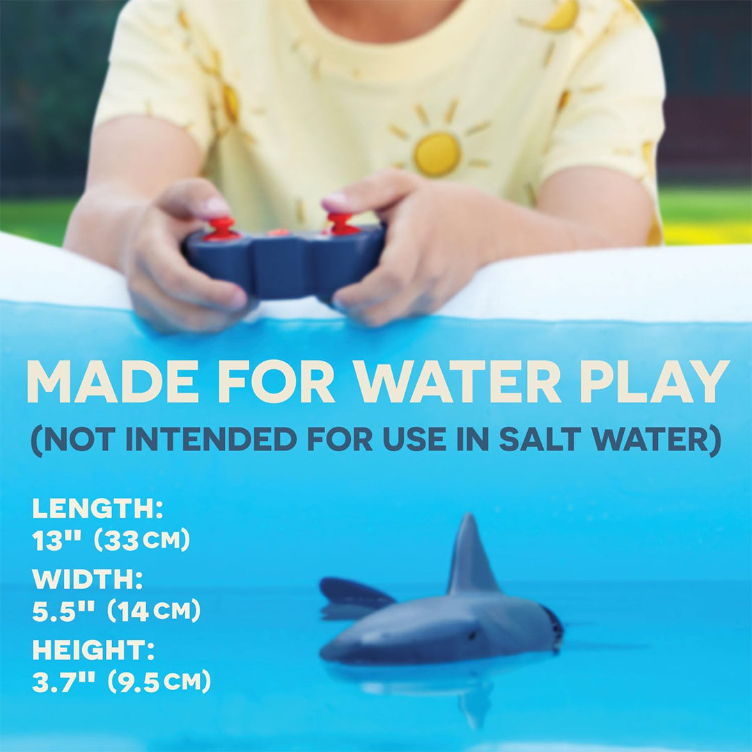 Kid controlling the RC shark with the remote control