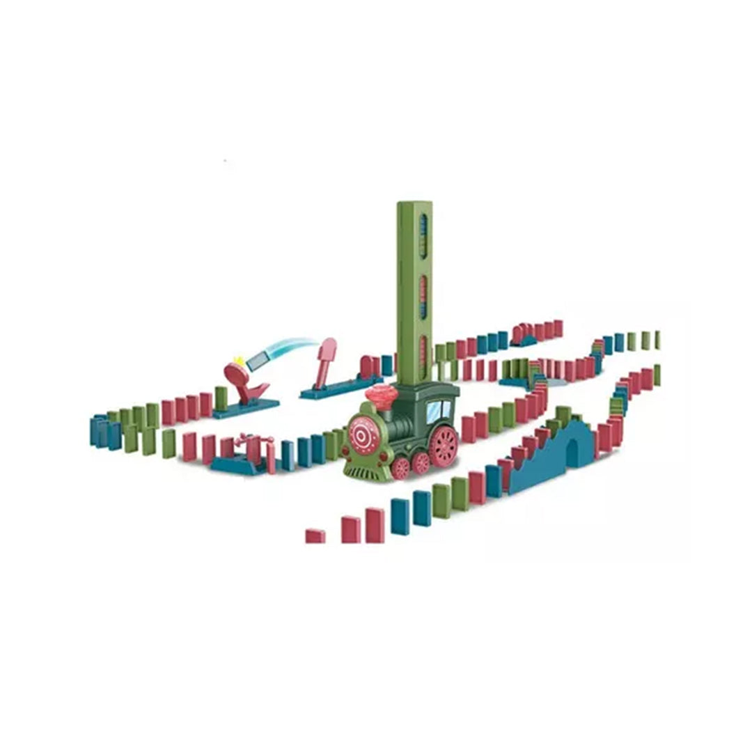 Automatic Domino Laying Train Toy with Lights -  Building Block Train for Kids