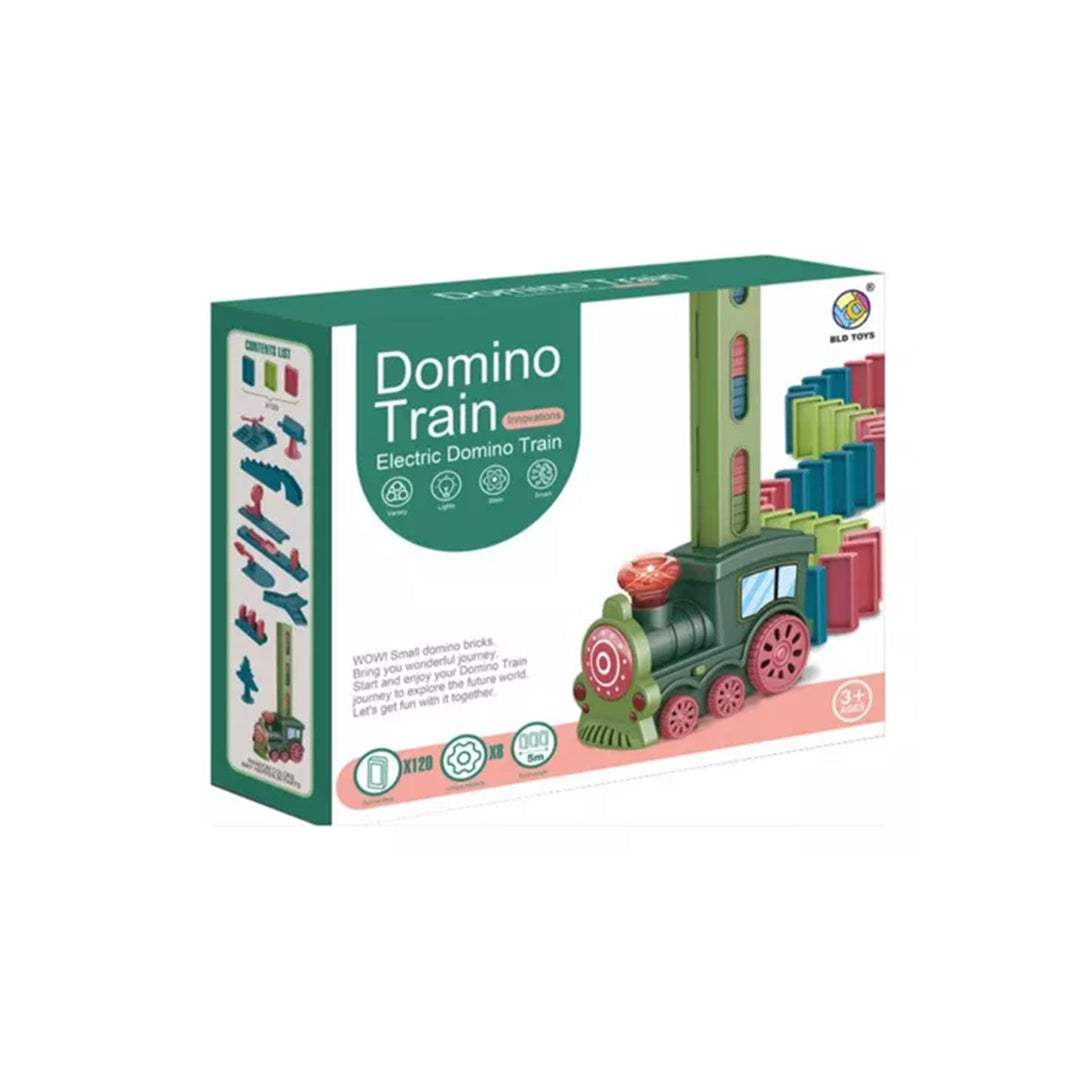 Automatic Domino Laying Train Toy with Lights -  Building Block Train for Kids