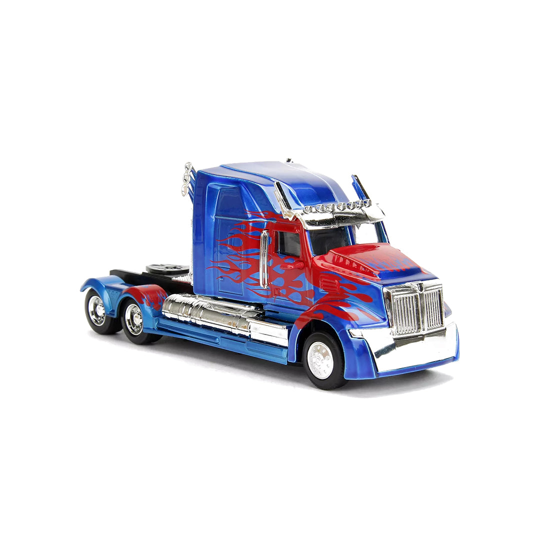 Close-up of the Optimus Prime truck's detailed exterior.