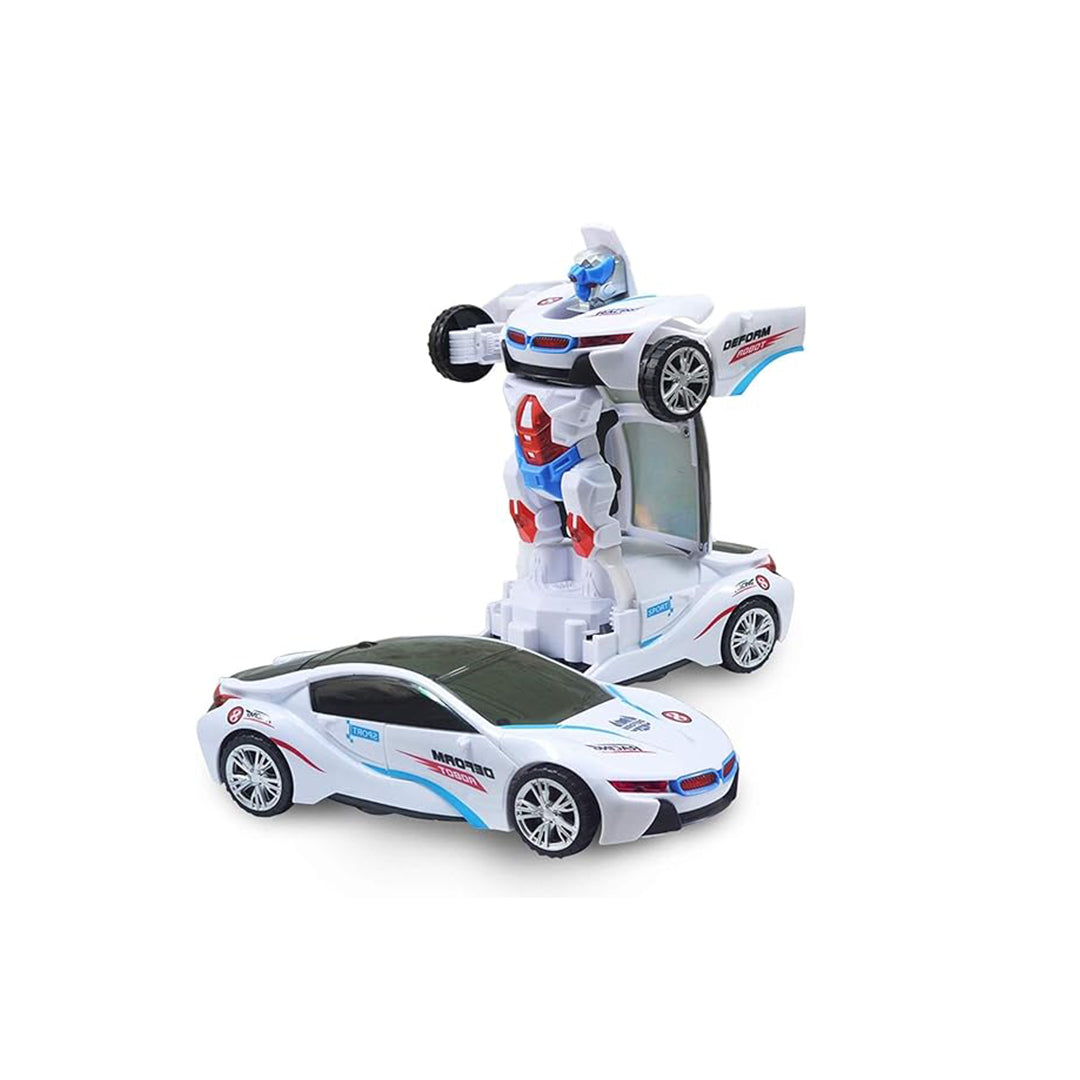 Transforming Robot Car Toy for Kids with 3D Lights and Music - Bump & Go Action