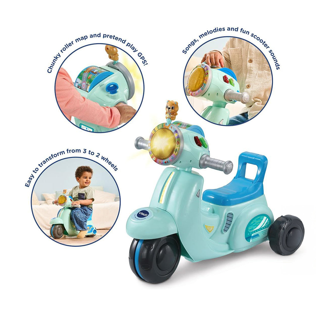 VTech Baby 2-in-1 Ride & Balance Scooter tricycle in Blue Trike Mode
