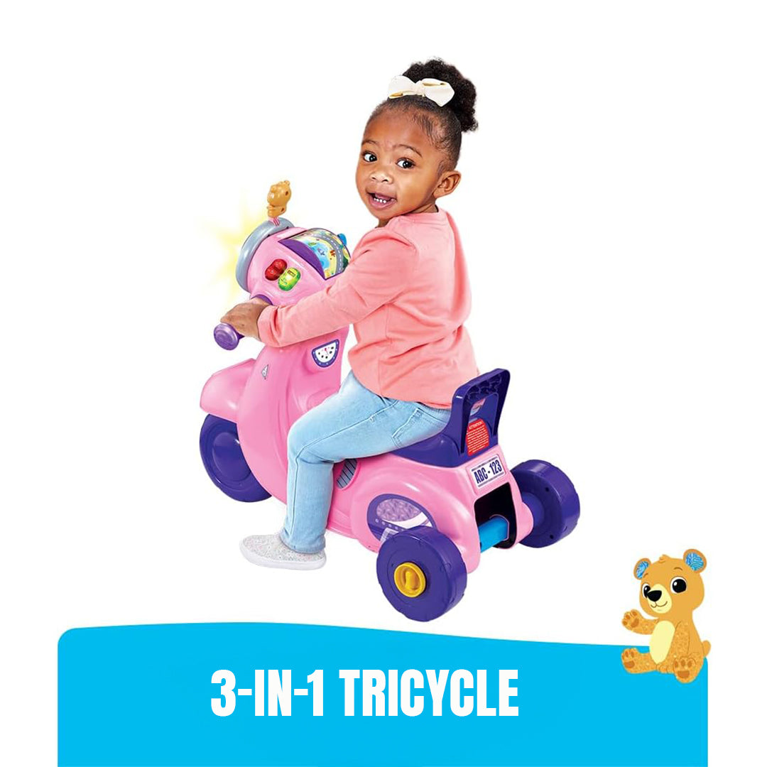 VTech Baby 2-in-1 Ride & Balance tricycle Scooter in Pink Trike Mode
