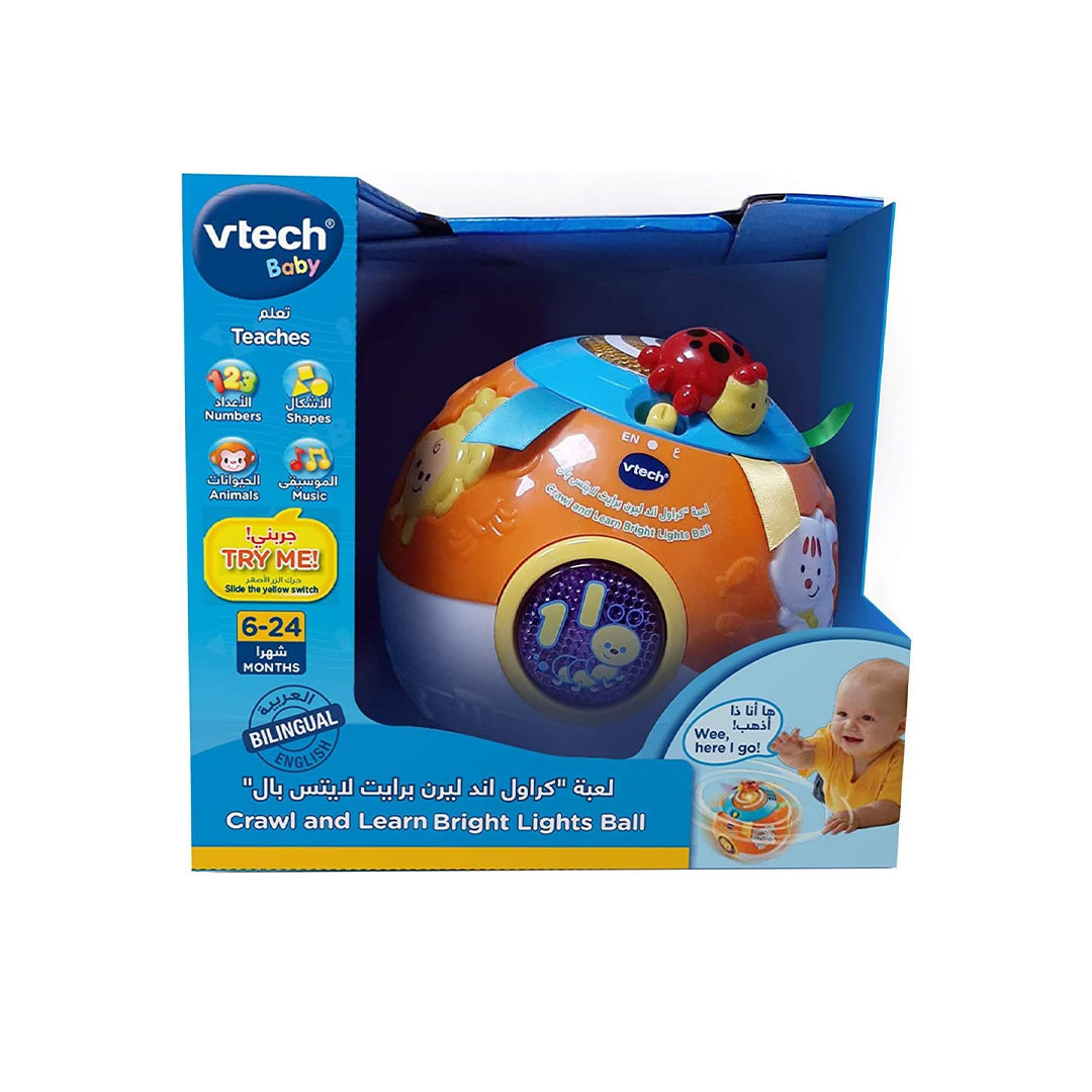 VTech Crawl and Learn Bright Light Ball – Bilingual Baby Development Toy | Promotes Crawling, Shapes, Numbers, Animals