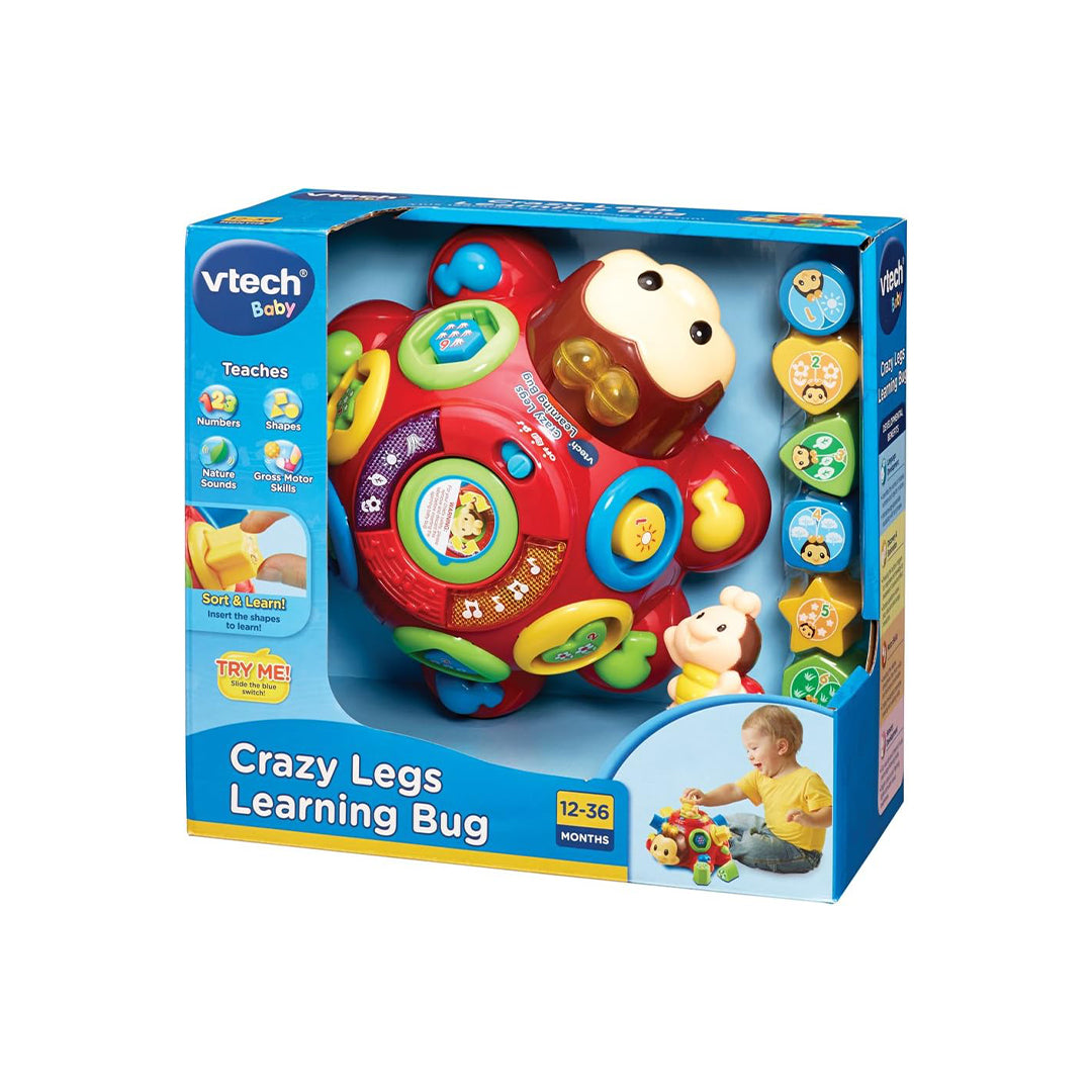 VTech Crazy Legs Learning Bug | Interactive Pull Along Shape Sorter Toy | Educational Bug for Shapes, Colors & Numbers