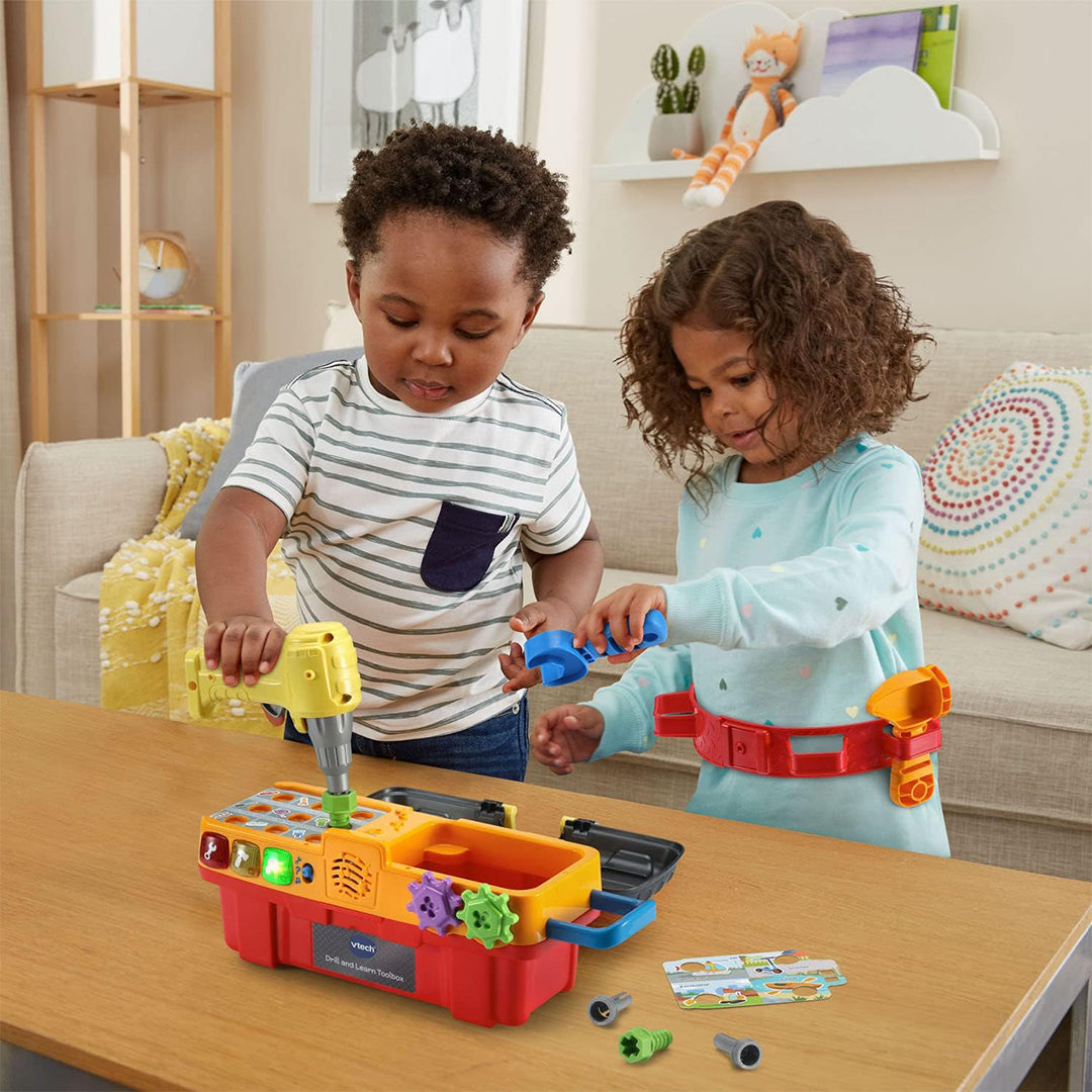 Child Playing with Working Toy Drill from Learning Toolbox
